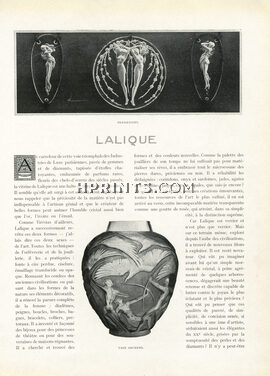 Lalique, 1923 - Crystal Pendentifs, Vase Archers..., 3 pages