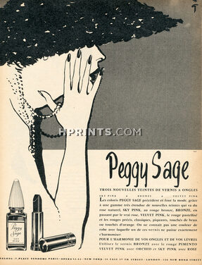 Peggy Sage 1956 René Gruau, Nail Polish, Lipstick