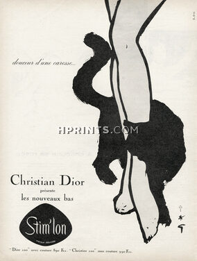 Christian Dior (Lingerie, Stockings) 1959 René Gruau, Black Cat