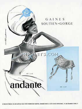 Andante (Lingerie) 1962 Bra, Pin-up, Suspender belt