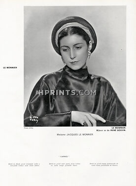 René Boivin (High Jewelry) 1934 Earrings, Béret, Mrs Jacques Le Monnier, Photo Madame D'Ora