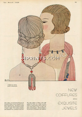 Mauboussin 1930 Necklace with pendant in the back, Shoulder pin, Charles Martin