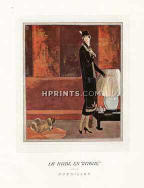 Doeuillet 1924 Black Dress, Decorative Arts, Pekingese Dog