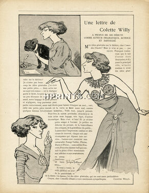 Une lettre de Colette Willy 1909 Georges Villa, French Bulldog "Poucette"