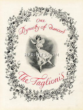 The Taglionis - One Dynasty of dancers, 1945 - Marie Taglioni, Paul Taglioni Ballet Dancers, Alexandre Serebriakoff, Texte par Pierre Tugal, 8 pages