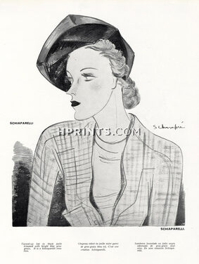 Schiaparelli (Hat) 1935 Faille noire, gros-grain bleu vif, Schompré