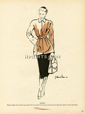 Hermès (Couture) 1947 Blouson en piqué "cotes de Cheval" Jaune paille, Haramboure
