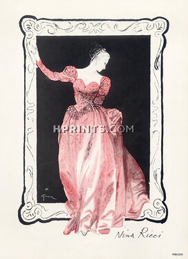Nina Ricci 1946 René Gruau, Evening Gown