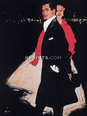 René Gruau 1955 Men's & Women's Clothing