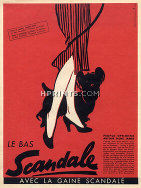 Scandale 1952 René Gruau Stockings Hosiery Dog