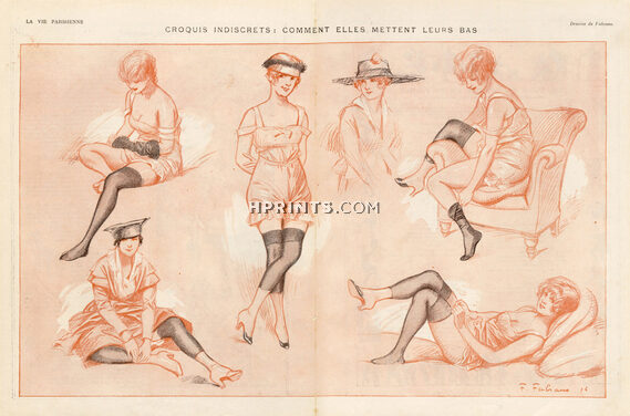 Fabiano 1916 ''Comment Elles Mettent Leurs Bas'' Stockings