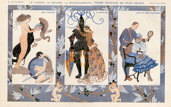 George Barbier 1916 Medieval Costumes, Nude, Armour, Military, Soldier