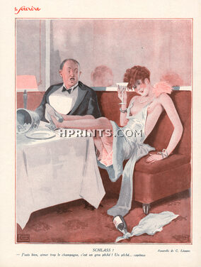 Un pêché capiteux, 1928 - Georges Léonnec Champagne, Inebriated Woman