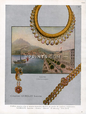 Gubelin (Watches & Jewels) 1950 "Lucerne" Schweizerhofquai, Necklace, Montre-Clip