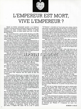 L'Empereur est mort, vive l'Empereur ?, 1980 - Harry Winston Ronald Winston, Text by Robert Caillé, 1 pages