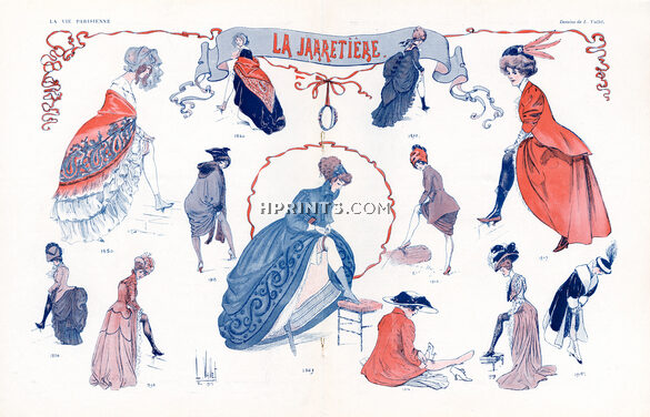 Louis Vallet 1915 "La Jarretière", The Garter Belt, Ice Skating, Stockings