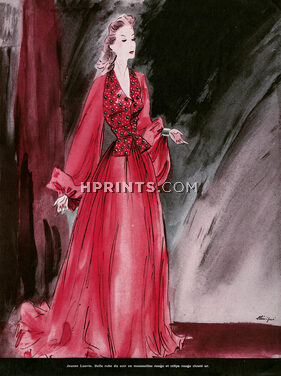 Jeanne Lanvin 1941 Evening Gown, Mousseline rouge, Bénigni