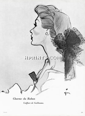 Guillaume (Hairstyle) 1952 "Charme du Ruban" René Gruau
