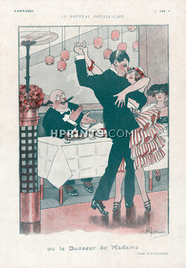 Albert Guillaume 1920 "Le nouveau pousse-café" Tango Dance, Gigolo, Restaurant Dancing