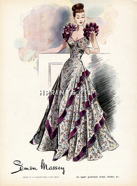 Simon Massey 1945 evening gown