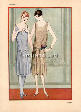 Worth 1926 Planche Hors-texte, Fashion Illustration