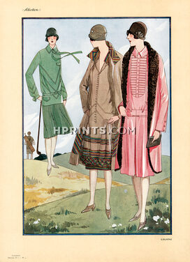 Lucien Lelong 1926 Planche Hors-texte, Fashion Illustration, Golf