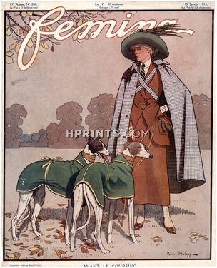 Raoul Philippe 1913 Femina Cover, Sighthound