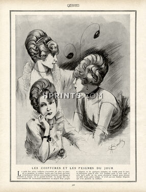 Soulié 1913 ''Les coiffures et les peignes du jour'' Hairstyles, Combs