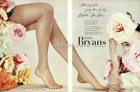 Bryans (Hosiery) 1953 Stockings, Flowers, Photo Blumenfeld