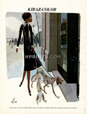 Edmond Kiraz 1973 Elegant Parisienne, Dalmatien Dog, Kiraz-color