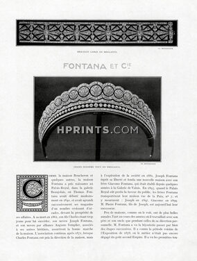 Fontana et Cie, 1923 - Jewelry Tiara Diadème, Necklace, Jewel for Blouse, 2 pages