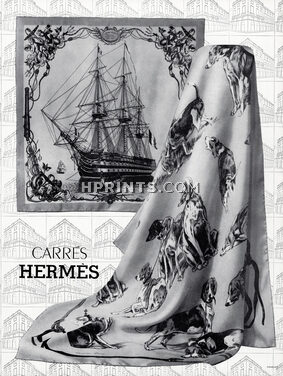 Hermès (Carrés) 1959 "L'Océan" Scarf Dogs