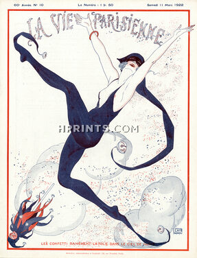 Georges Léonnec 1922 Les Confetti Ramenent La Folie... Carnival Costume, La Vie Parisienne