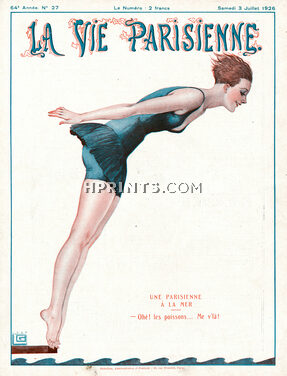 Georges Léonnec 1926 Une Parisienne à la Mer, Bathing Beauty, La Vie Parisienne