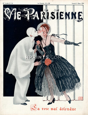 Georges Léonnec 1930 La Rose Mal Défendue, Pierrot and Columbine, La Vie Parisienne