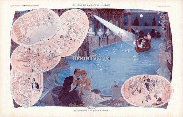 Hy. Fournier 1930 Les Édens du Plaisir et de l'Élégance, Aux Champs-Élysées, Sport, Beauté, Cocktail, Bonne Table, Thé-Dancing, Flirt