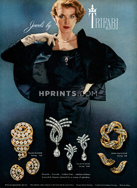 Trifari (Jewels) 1953 Pins, Earrings, Photo Népo