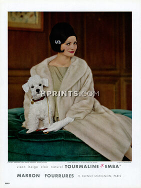 Marron Fourrures 1962 Fur Coat, American Mink, Photo Virginia Thoren, Poodle