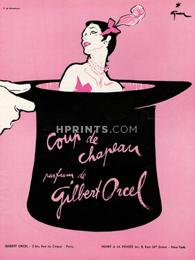 Gilbert Orcel (Perfumes) 1953 Coup de Chapeau, René Gruau