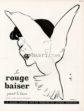 Rouge Baiser 1949 René Gruau, Lipstick (black & white)