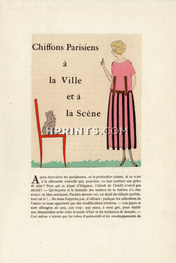 Chiffons Parisiens à la ville et à la Scène, 1920 - Robert Polack La Guirlande, Fashion Illustration, Text by Madame de Mirecour, 4 pages