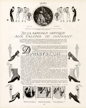 De la sandale grecque aux talons de diamants, 1913 - Bernard Boutet de Monvel Cothurnes, Greek Sandals, Evening shoes, Heels of diamonds, Text by Nada, 3 pages