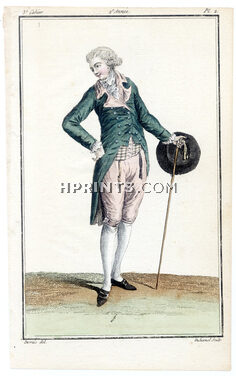 Magasin des Modes Nouvelles Françoises et Angloises 1786 cahier n°3, plate n°2, Desrais, Man, Tail Coat, Shoes