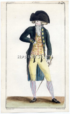 Magasin des Modes Nouvelles 1787 cahier n°23, plate n°1, Defraine, French Man