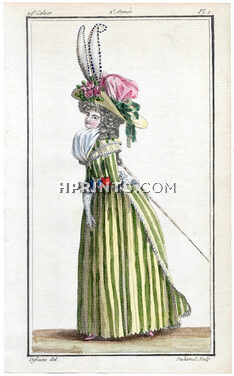 Magasin des Modes Nouvelles 1787 cahier n°29, plate n°1, Defraine, 18th Century Dress