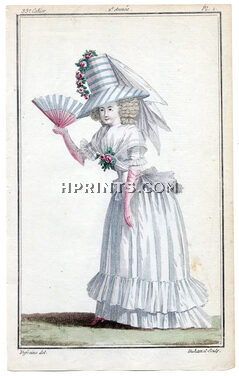 Magasin des Modes Nouvelles 1787 cahier n°33, plate n°1, Defraine, 18th Century Dress
