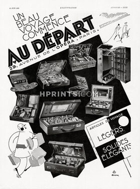 Au Départ (Luggage) 1931 Toiletrie Bag, Picnic Suitcase, Manicure Set