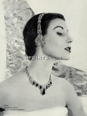 Boucheron 1953 Parure émeraudes et brillants, Necklace, Diadème