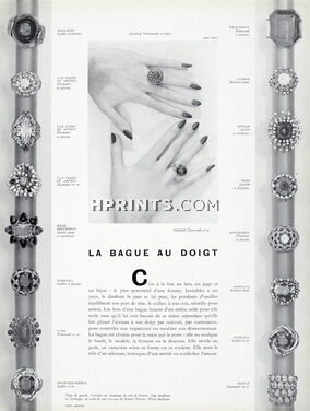 La Bague au Doigt 1951 Sterlé (4), Mellerio, Van Cleef & Arpels (3), Herz-Belperron (2), Verdura, Fred (2), Fringhian, Boucheron, Fontana (2), Boivin