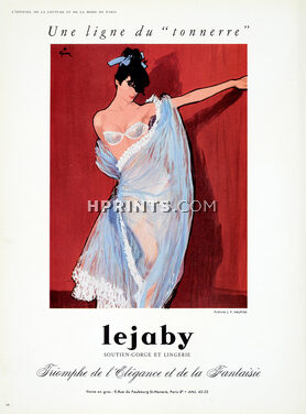 Lejaby (Lingerie) 1957 Lingerie Bra René Gruau